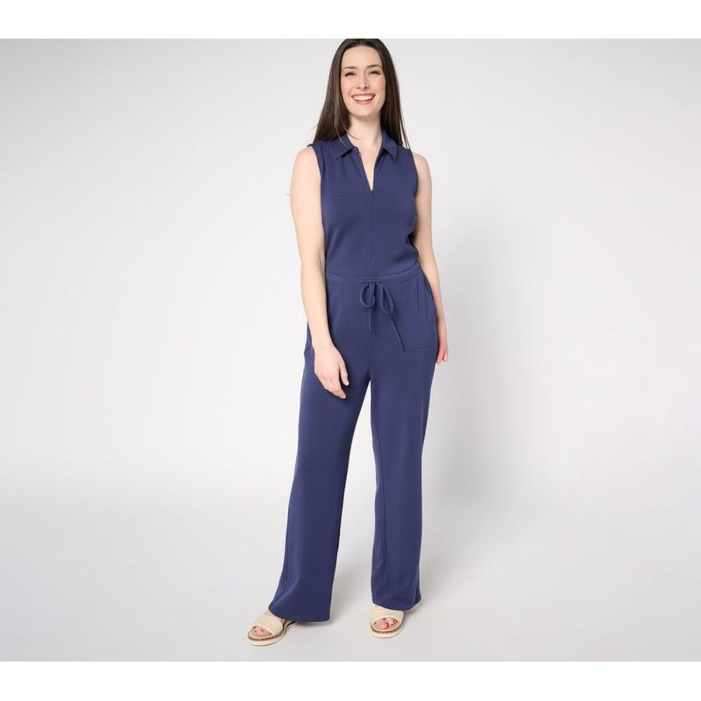 SUNNYLiFE Women's Dress Sz XL ScubaLuxe Zip Front Blue A686145